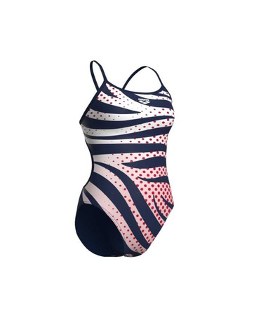 Strój kąpielowy damski Arena Women's Zebra Lace Back Navy White Multi