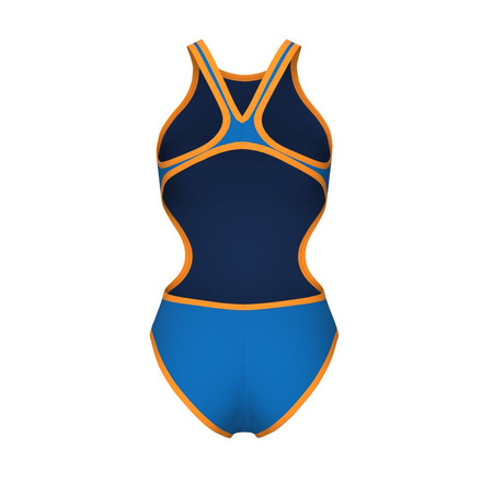 Strój kąpielowy damski Arena Women's One Big Logo One Piece Blue River Fluo Orange