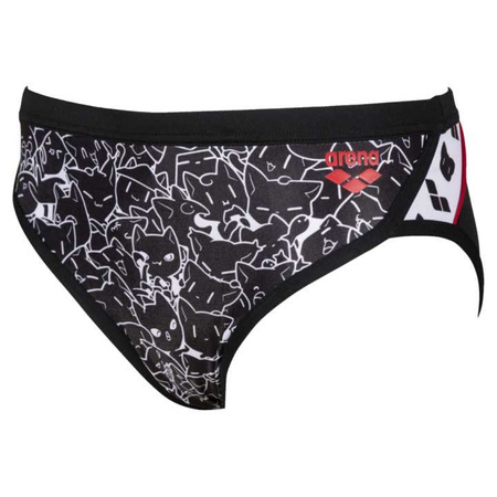 Slipy kąpielowe chłopięce Arena Boy's Kitties Brief Junior Black White