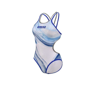 Strój kąpielowy damski Arena Women's One Dreams Double Cross Back neon Blue Silver White Multi