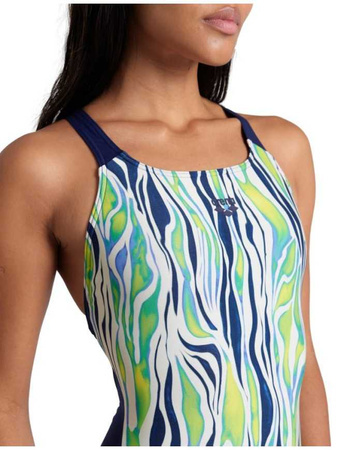 Strój kąpielowy damski Arena Women's Water Bloom Swim Pro Back Black River