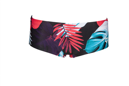 Kąpielówki męskie chłopięce Arena Men's Boy's Tropical Leaves Low Waist Short Black Multi