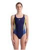 Strój kąpielowy jednoczęściowy damski Arena Women's Threefold V Back One Piece Navy Grey Blue Green