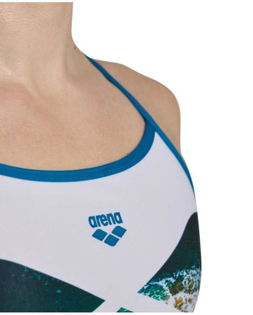 Strój kąpielowy damski Arena Women's Planet Swimsuit Super Fly Back White Multi Blue Cosmo