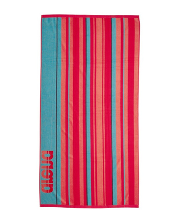 Ręcznik kąpielowy plażowy Arena Beach Towel Multistripes II Fluo Red Water Calypso Coral