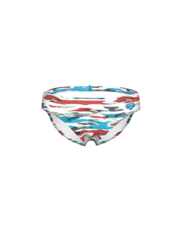 Kąpielówki slipy męskie Arena Men's Briefs Allover White Turquoise Multi