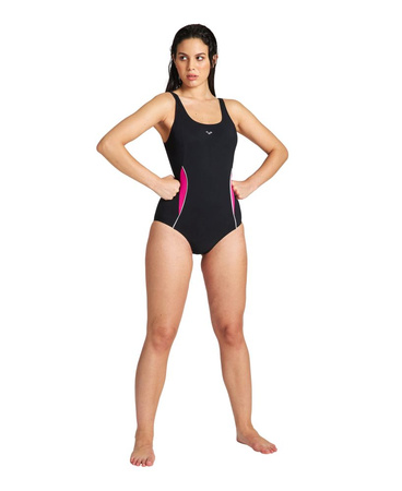 Strój kąpielowy damski Arena Women's Alissa U Back Black Rose Violet White