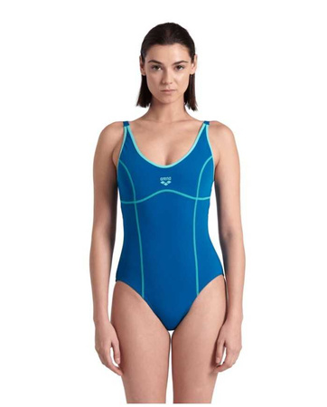 Strój kąpielowy damski Arena Women's Tania Clip Back One Piece Blue Cosmo Water