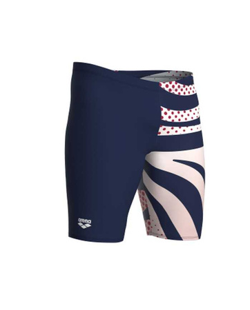 Kąpielówki męskie Arena Men's Multi Stripes Swim Jammer Navy White Multi