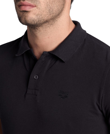 Koszulka T-shirt męski Arena Men's Poloshirt Solid Cotton Piquet Black Asphalt