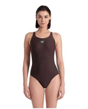 Strój kąpielowy damski Arena Women's Icons Swimsuit Racer Back Solid Sepia Water