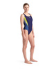 Strój kąpielowy jednoczęściowy damski Arena Women's Threefold V Back One Piece Navy Grey Blue Green