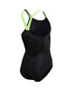 Strój kąpielowy dziewczęcy Arena Girl's Swimsuit V Back Graphic Black Soft Green