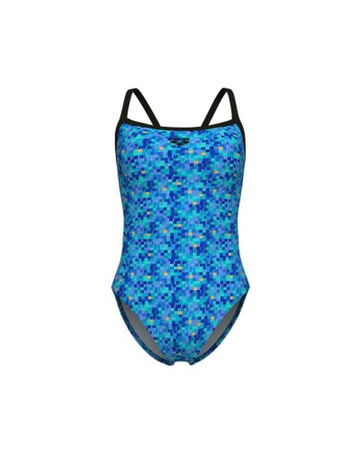 Strój kąpielowy damski Arena Women's Pool Tiles Challenge Back Black Blue 