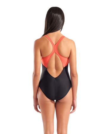 Damski strój kąpielowy Arena Women's Blast Swimsuit V Back Black-Calypso Coral