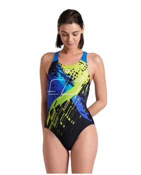 Strój kąpielowy damski Arena Women's Funny Spot V Back Black Multi Blue