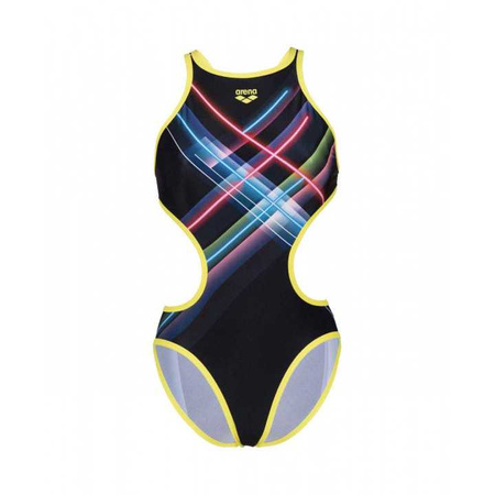 Strój kąpielowy damski Arena Women's One Swimsuit Tech One Back Placement Black-Multi
