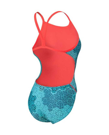 Strój kąpielowy damski Arena Women's Camo Kikko Challenge Back Fluo Red Water