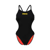 Strój kąpielowy damski Arena Women's Rule Breaker Hooked Rev Swimsuit Black Fluo Red