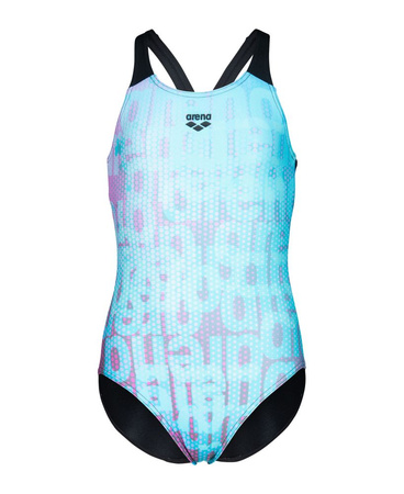 Strój kąpielowy dziewczęcy Arena Girl's Multi Colours Swimsuit V Back Water Multi Black
