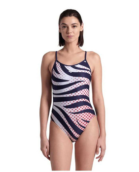 Strój kąpielowy damski Arena Women's Zebra Lace Back Navy White Multi
