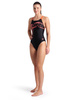 Strój kąpielowy damski Arena Women's Wake Swim Pro Back Black Calypso Coral