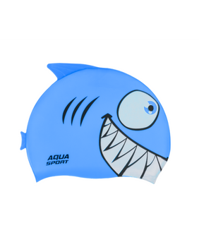Czepek pływacki na basen dla dzieci Aqua-Sport Junior Swim Cap Shark Blue White