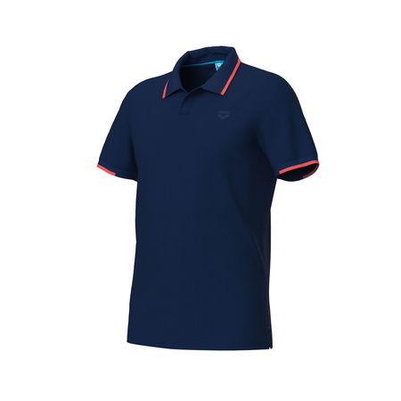 Koszulka T-shirt męski Arena Poloshirt Trim Cotton Piquet Navy Calypso Coral