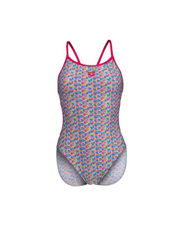 Strój kąpielowy damski Arena Women's Starfish Swimsuit Lace Back Freak Rose White Multi