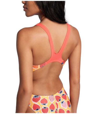 Strój kąpielowy damski Arena Women's Strawberry Swim Tech Back Fluo Red Orange Multi