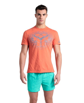 Koszulka T-shirt męski Arena Solid Cotton Calypso Coral Monogram Spray