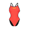 Strój kąpielowy damski Arena Women's Rule Breaker Hooked Rev Swimsuit Black Fluo Red