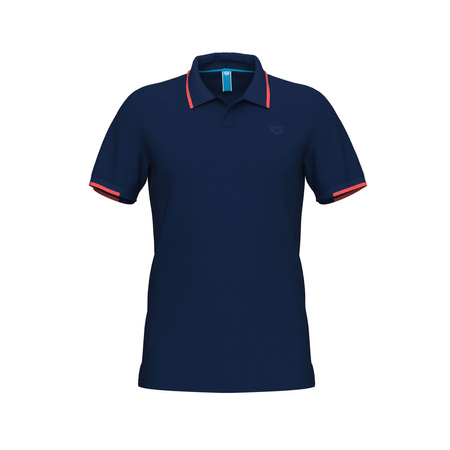 Koszulka T-shirt męski Arena Poloshirt Trim Cotton Piquet Navy Calypso Coral