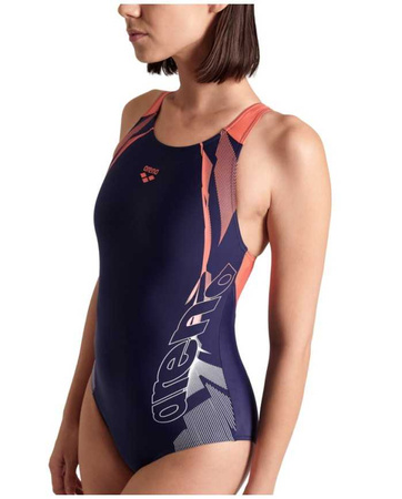 Strój kąpielowy damski Arena Women's Gleam V Back Navy Calypso Coral