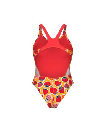 Strój kąpielowy damski Arena Women's Strawberry Swim Tech Back Fluo Red Orange Multi