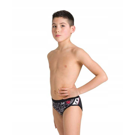 Slipy kąpielowe chłopięce Arena Boy's Kitties Brief Junior Black White