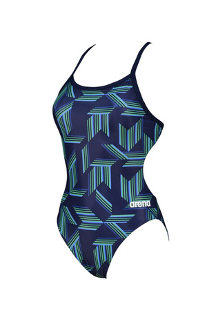 Strój kąpielowy damski Arena Women's Puzzled Challenge Back One Piece Navy Soft Green Multi