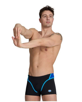 Kąpielówki męskie bokserki Arena Men's Icons Swim Short Panel Black Neon Blue Red Fandango Turquoise