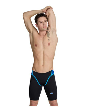 ARENA STROJE PŁYWACKIE MEN'S ICONS SWIM JAMMER PANEL BLACK NEON BLUE RED FANDANGO TURQUOISE