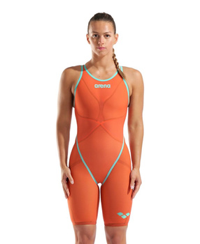 Strój startowy damski Arena Women's Powerskin Carbon Glide Le Open Back Sunset Coral