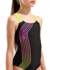 Dziewczęcy strój kąpielowy jednoczęściowy Arena Girl's Sound Track Swimsuit Swim P Black-Artic Lime
