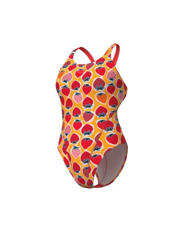 Strój kąpielowy damski Arena Women's Strawberry Swim Tech Back Fluo Red Orange Multi