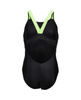 Strój kąpielowy dziewczęcy Arena Girl's Swimsuit V Back Graphic Black Soft Green