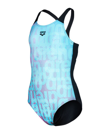 Strój kąpielowy dziewczęcy Arena Girl's Multi Colours Swimsuit V Back Water Multi Black
