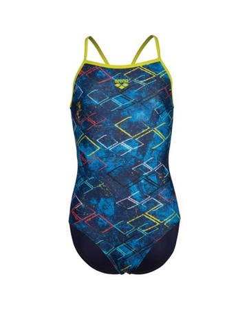 Strój kąpielowy dziewczęcy Arena Girll's Daly Swimsuit Light Drop Back Navy Soft Green Navy Multi