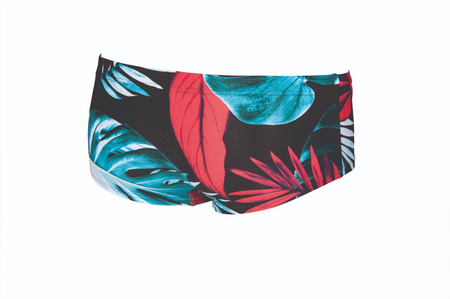 Kąpielówki męskie chłopięce Arena Men's Boy's Tropical Leaves Low Waist Short Black Multi