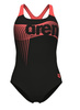 Strój kąpielowy damski Arena Women's Wake Swim Pro Back Black Calypso Coral