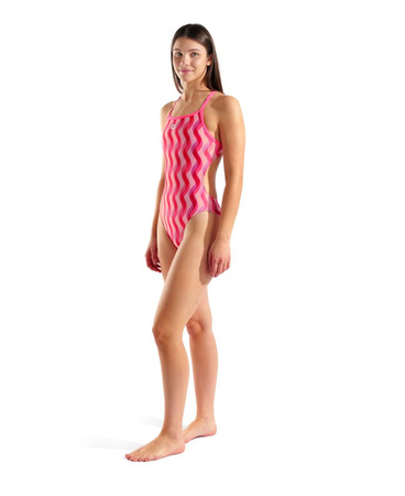 Strój kąpielowy damski Arena Women's Pipple Print Swimsuit Challenge Multi Pink Shocking Pink