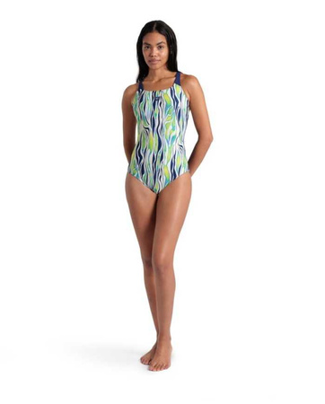Strój kąpielowy damski Arena Women's Water Bloom Swim Pro Back Black River