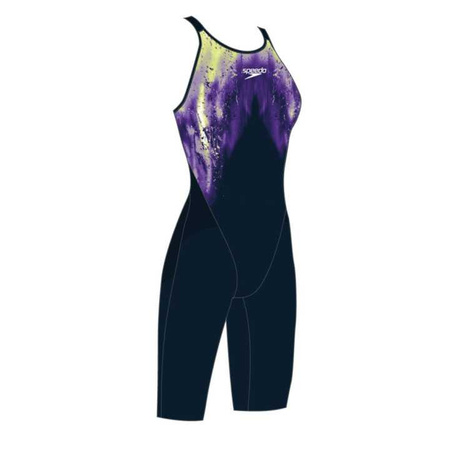 Strój startowy damski Speedo LZR Valor Kneeskin Open Back Afture Navy Miami Lilac